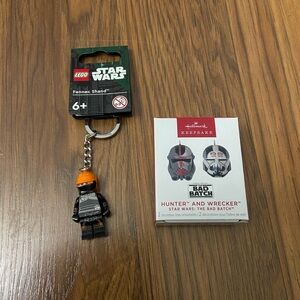 2023 Hallmark Bad Batch Hunter & Wrecker mini ornament + Fennec Shand keychain